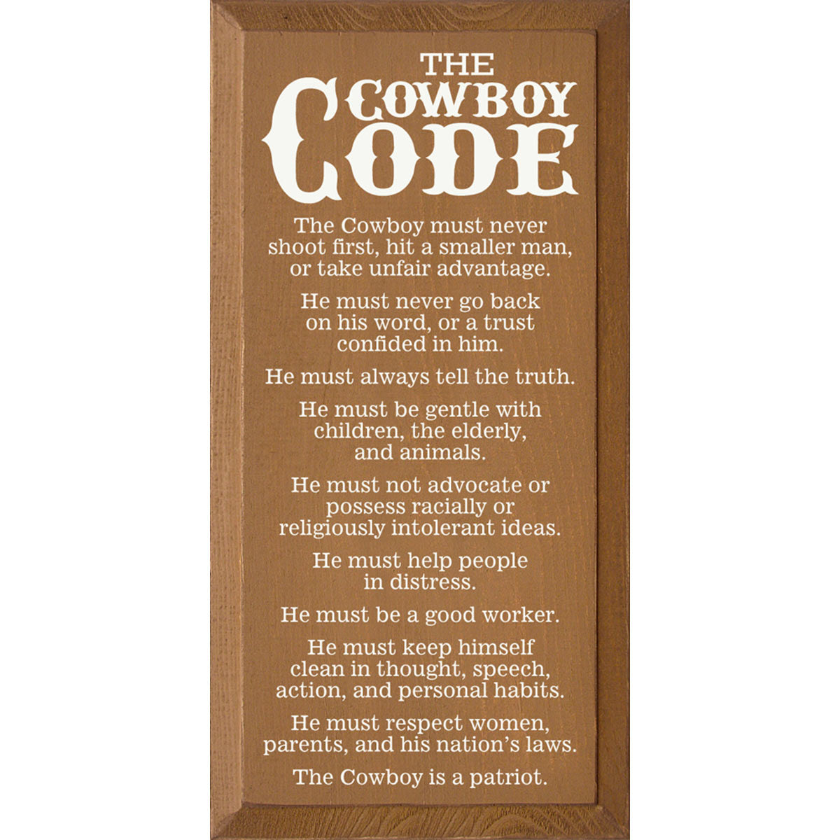 Cowboy Code Wood Sign