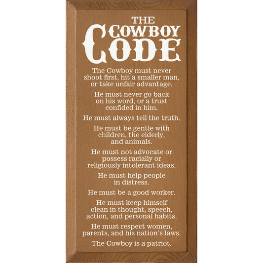 Cowboy Code Wood Sign