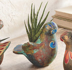 Painted Desert Clay Bird Planter - Turquoise