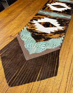 Harmony Brindle & Teal Faux Gator Table Runner - 96 Inch