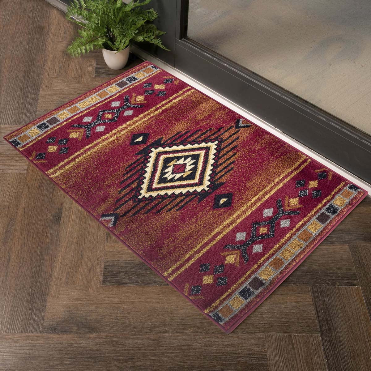 Gold Rush Diamond Red Rug - 2 x 3