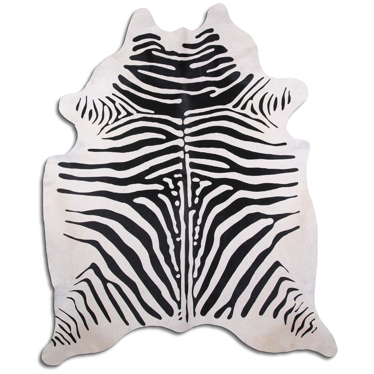 Zebra Printed White Cowhide Rug