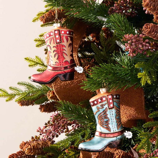 Ho Ho Howdy Boot Ornaments - Set of 6