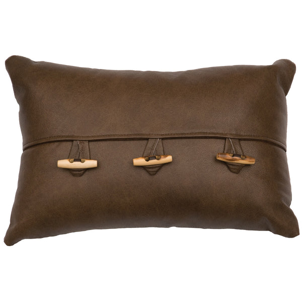 Leather Toggle Button Pillow - Fabric Back