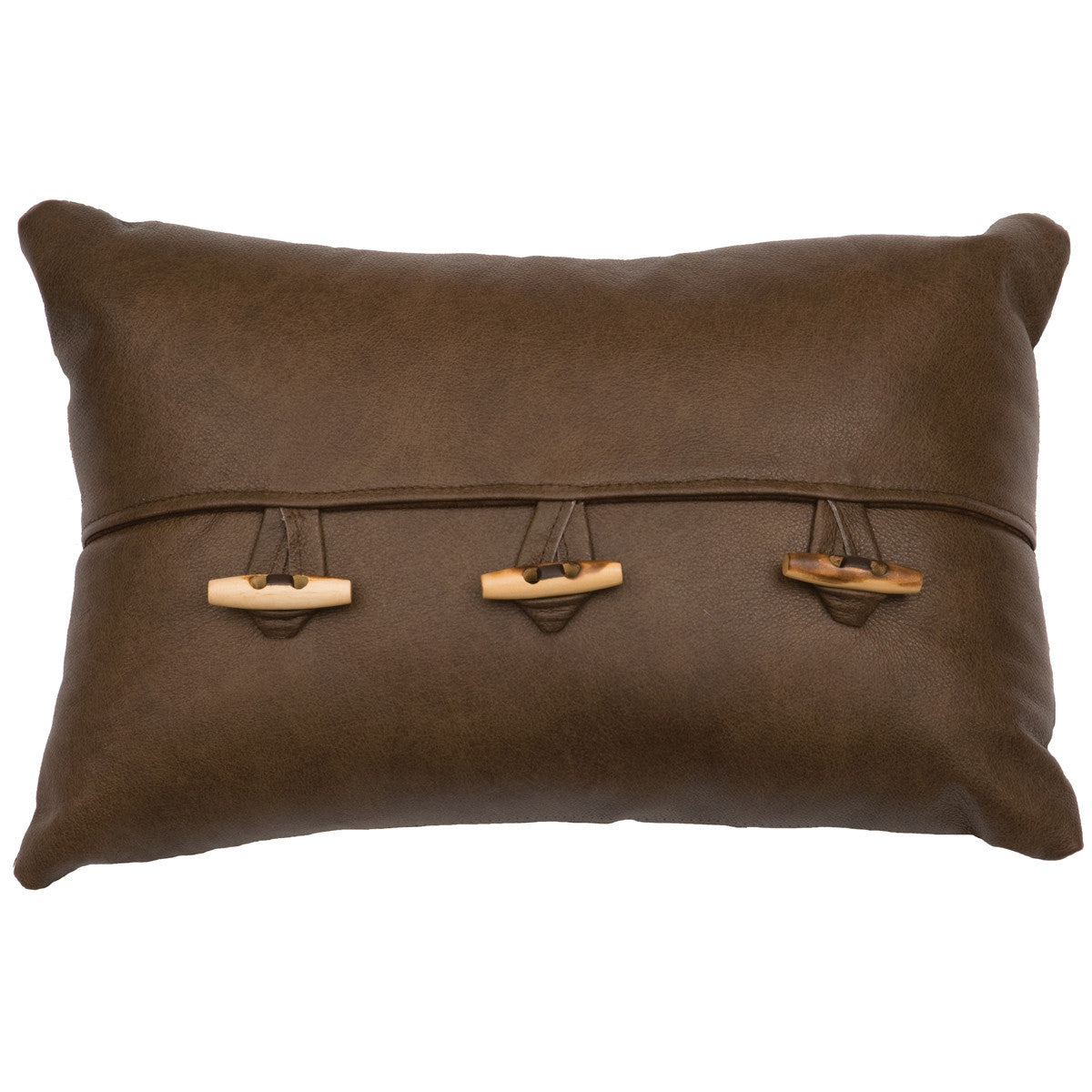 Leather Toggle Button Pillow - Fabric Back