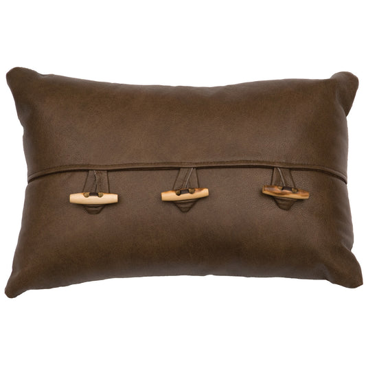 Leather Toggle Button Pillow - Fabric Back
