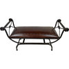 Double Vanity Bench with Tacks - Antique Brown