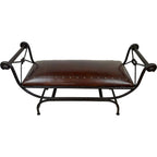 Double Vanity Bench with Tacks - Antique Brown