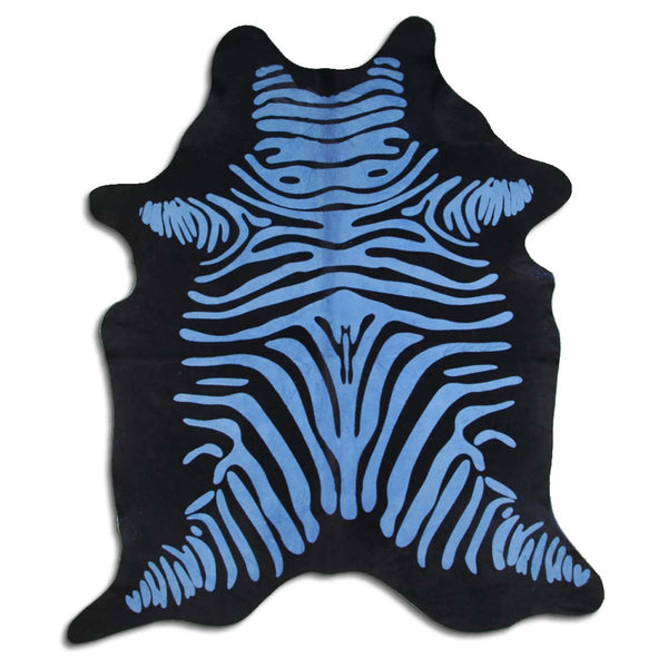 Navy Zebra Cowhide Rug - Medium