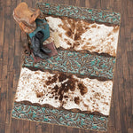 Vaquero Turquoise Cowhide Rug - 2 x 8
