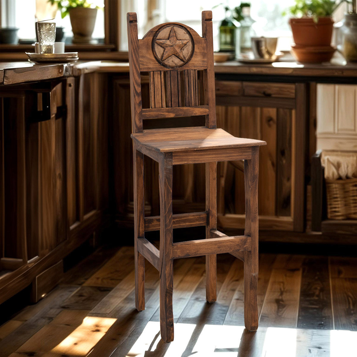 Clarence Starred Brown Barstool - 30 Inch