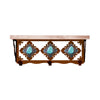 Turquoise Stone 20 Inch Pine Hook Shelf