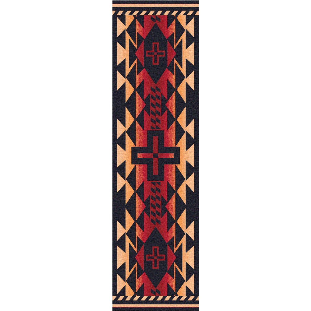 Rustic Cross Burnt Red Rug - 2 x 8