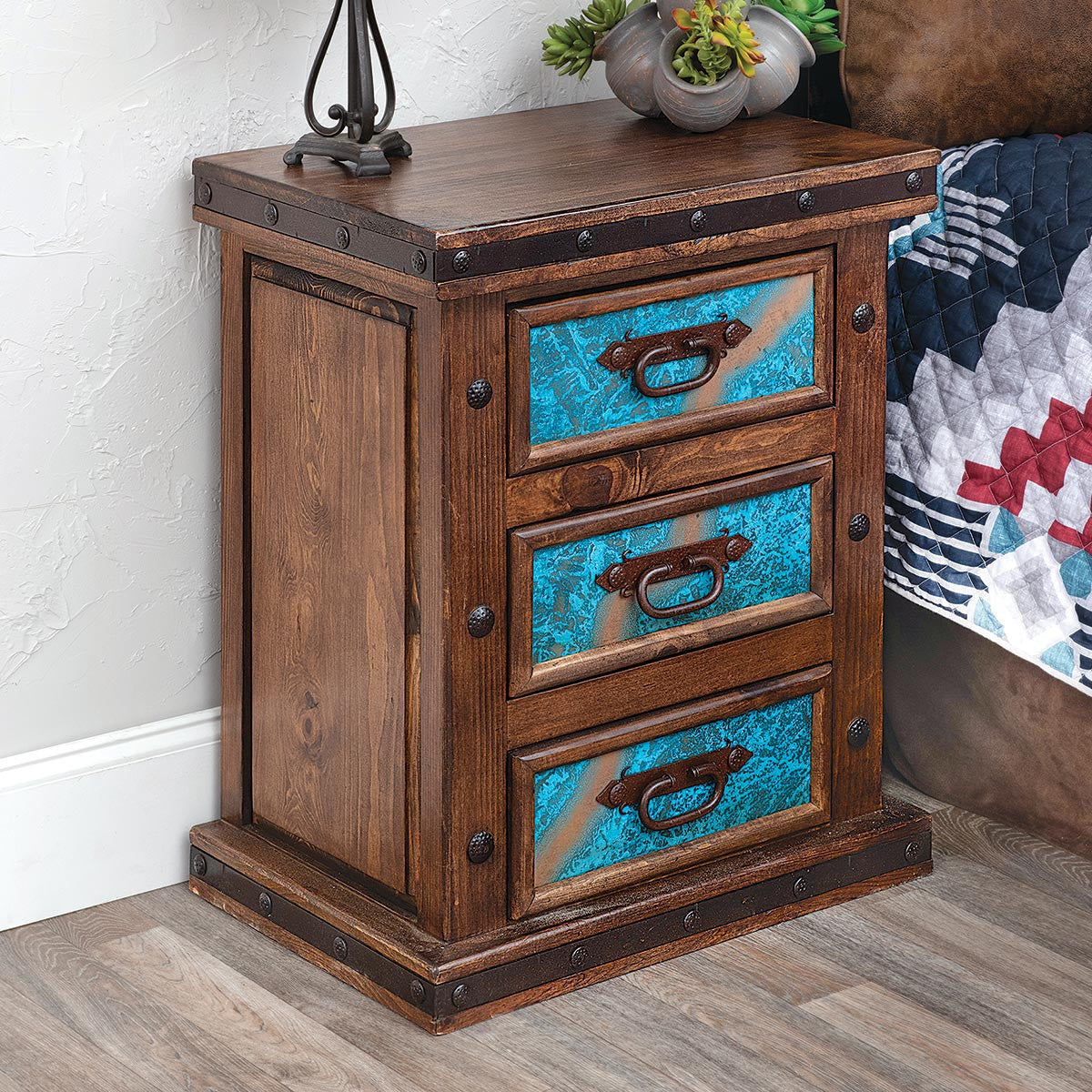 Turquoise Patina Nightstand
