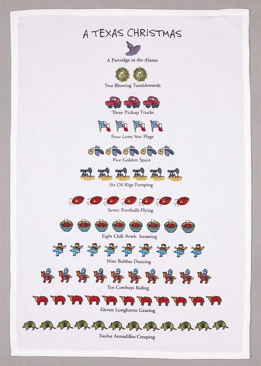 12 Days of Texas Christmas Kitchen Towels - Set of 4