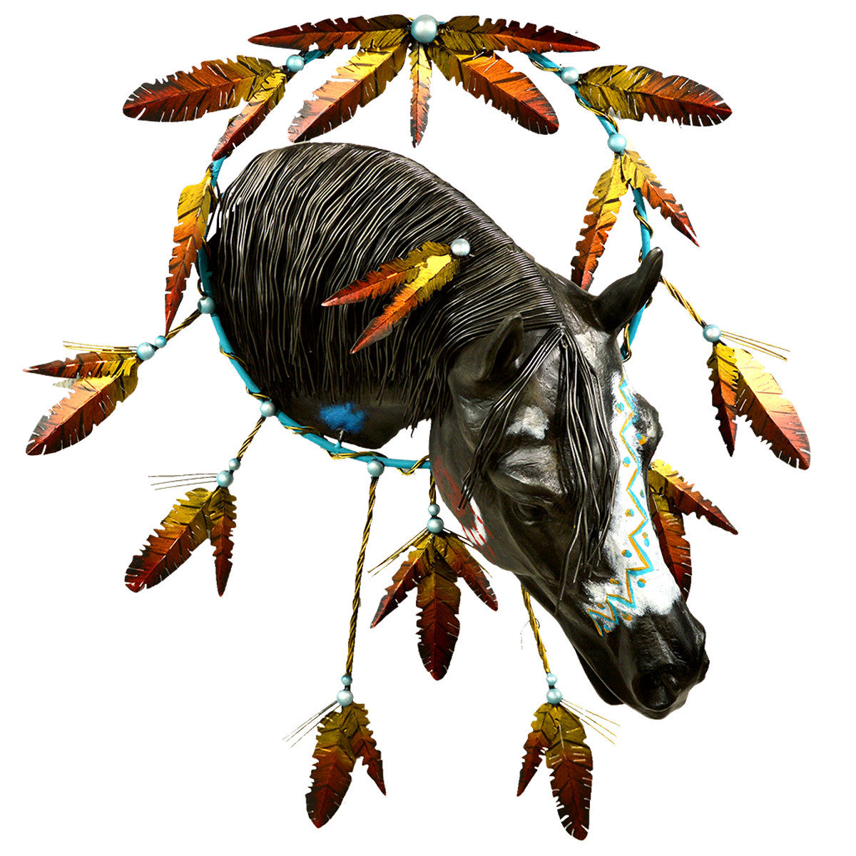 Feather Painted Horse Wall Art