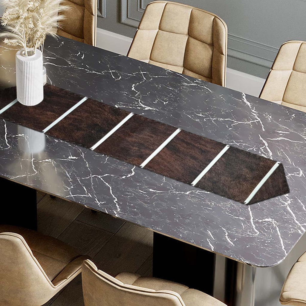 Cowhide White Striped Table Runner - 120 Inch