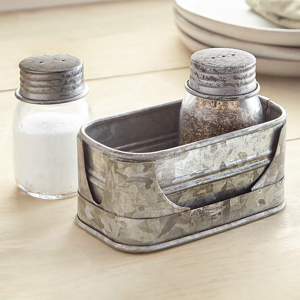 Galvanized Prairie Salt & Pepper Set - OVERSTOCK