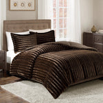 Logan Chocolate Faux Fur Comforter Set - King