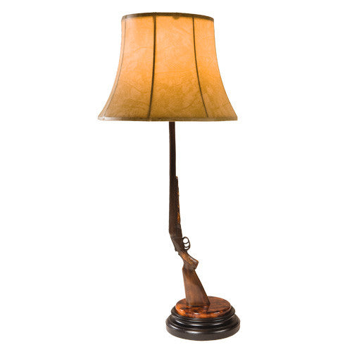 Double Barrel Shotgun Table Lamp with Faux Leather Shade