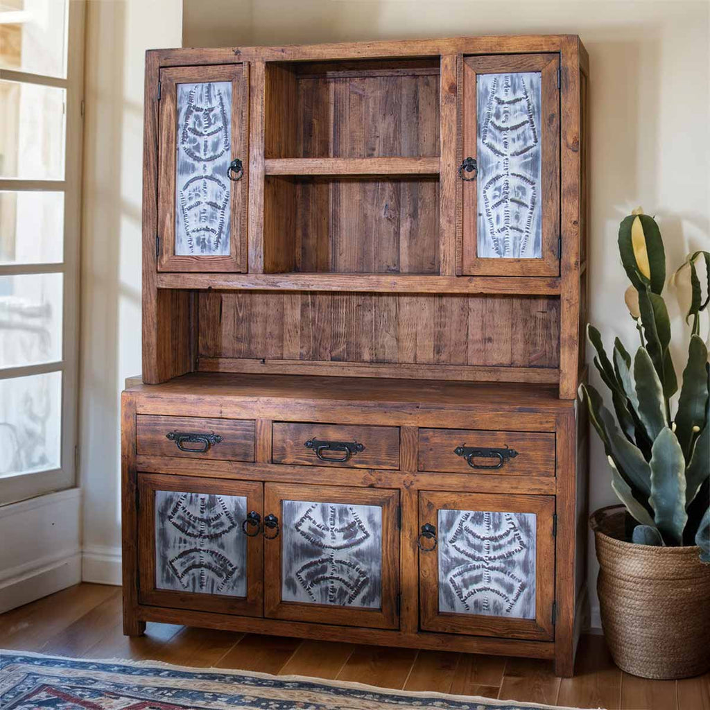 Guymon Reclaimed Wood Hutch with Metal Panels - White