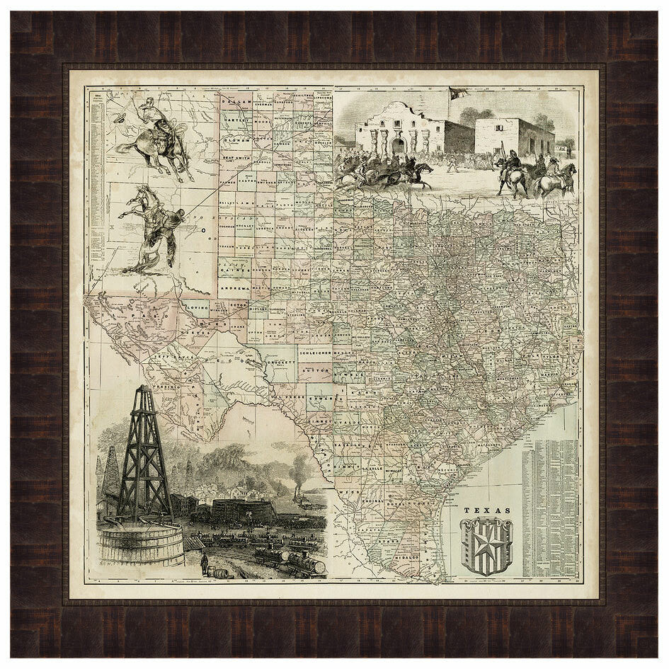 Map of Texas Framed Print