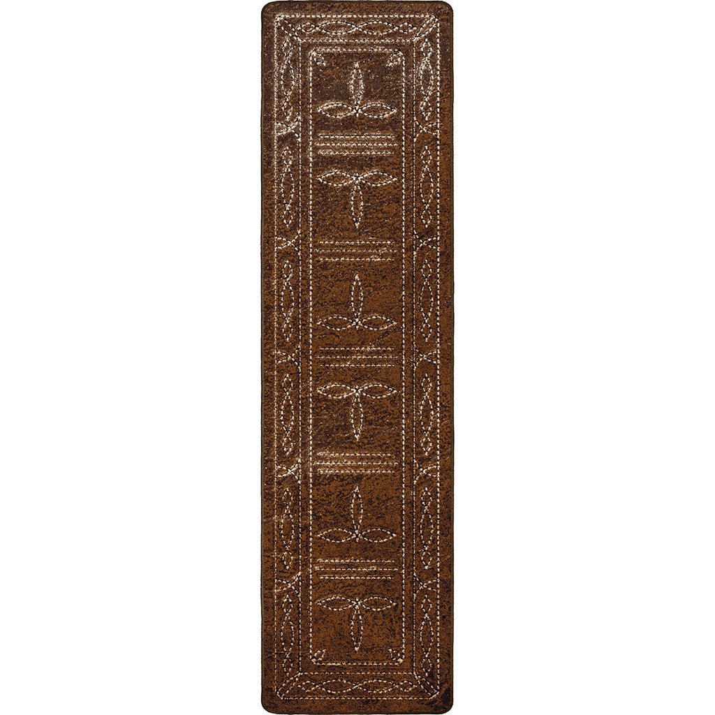 Western Stitched Leather Style Rug - 2 x 8