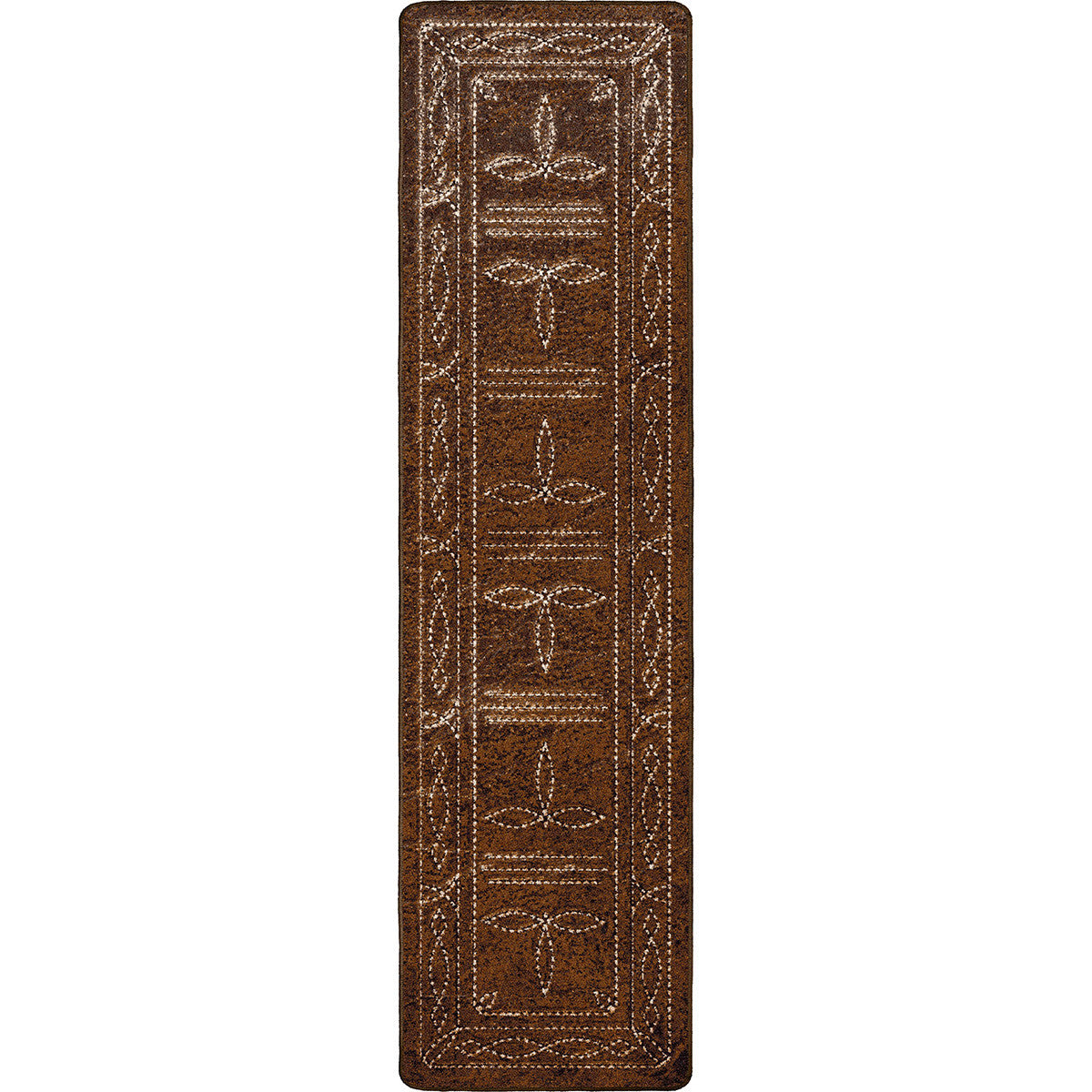 Western Stitched Leather Style Rug - 2 x 8