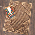 Tooled Leather Scroll & Weave Rug - 5 x 8