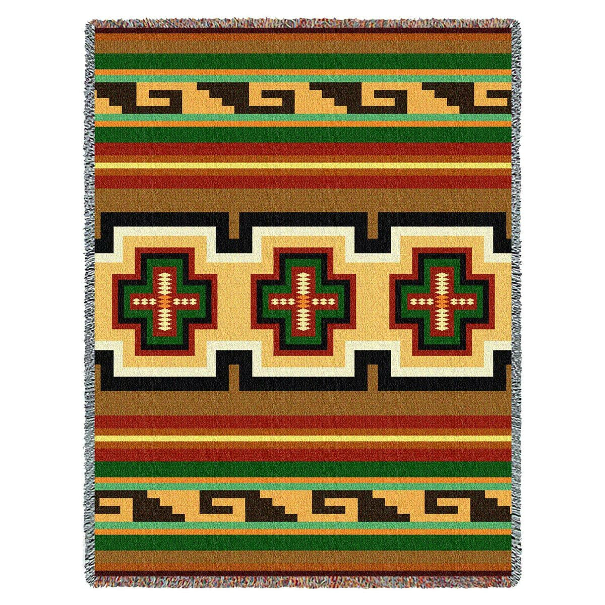 Southwest Geometric Green and Red Throw