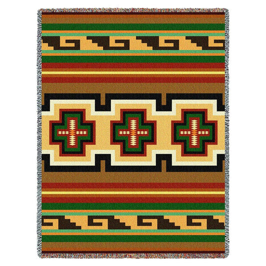 Southwest Geometric Green and Red Throw