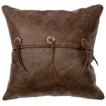 Leather Pillow with Antler Buttons - Fabric Back