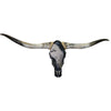 Authentic Longhorn Skull with Salt & Pepper Cowhide & Black Glass
