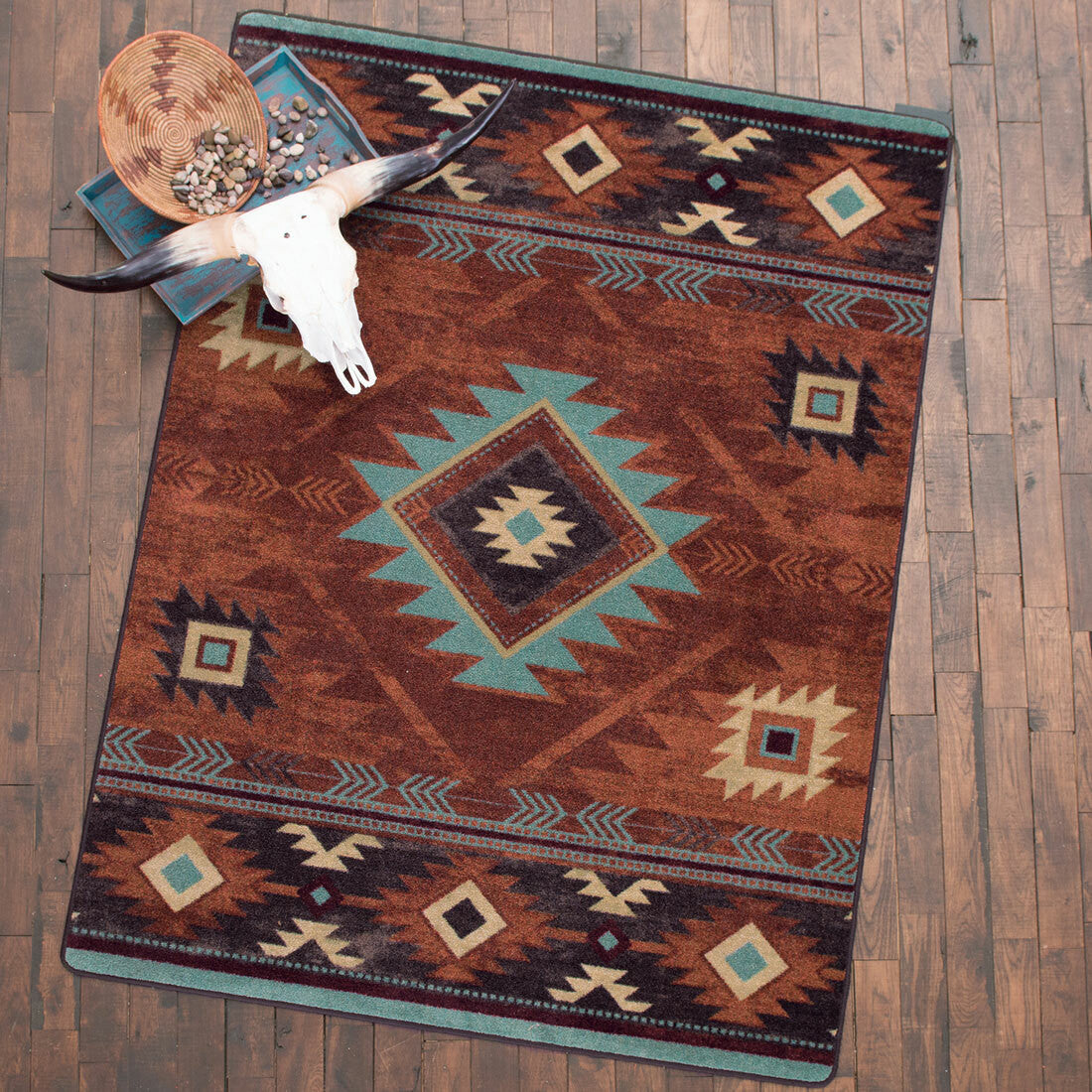 Whiskey River Rust Rug - 8 x 11