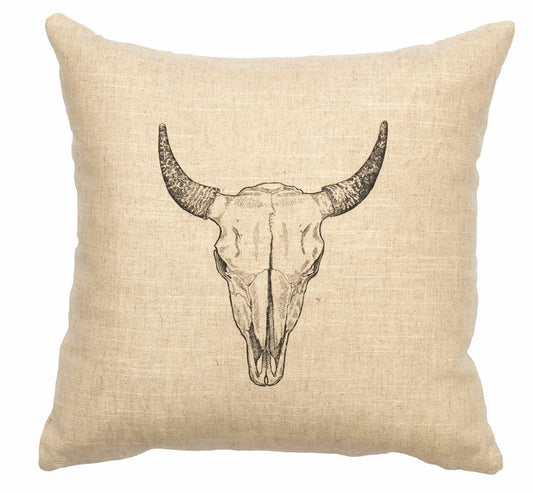 Natural Bull Skull Pillow