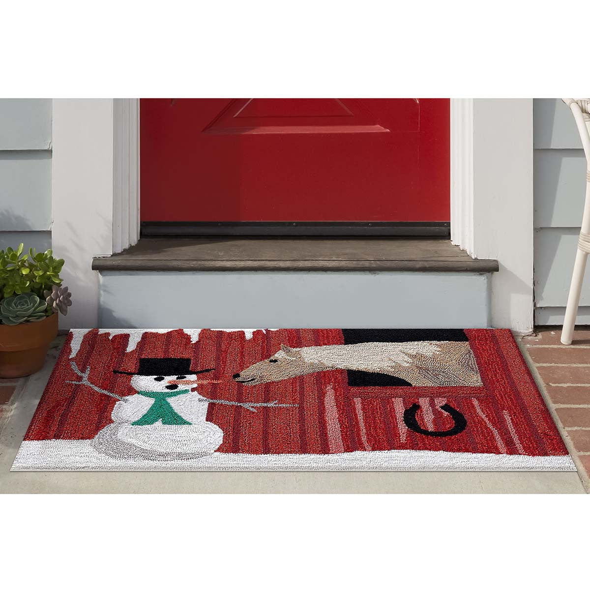 Curious Farm Snowman Indoor/Outdoor Rug - 20 x 30