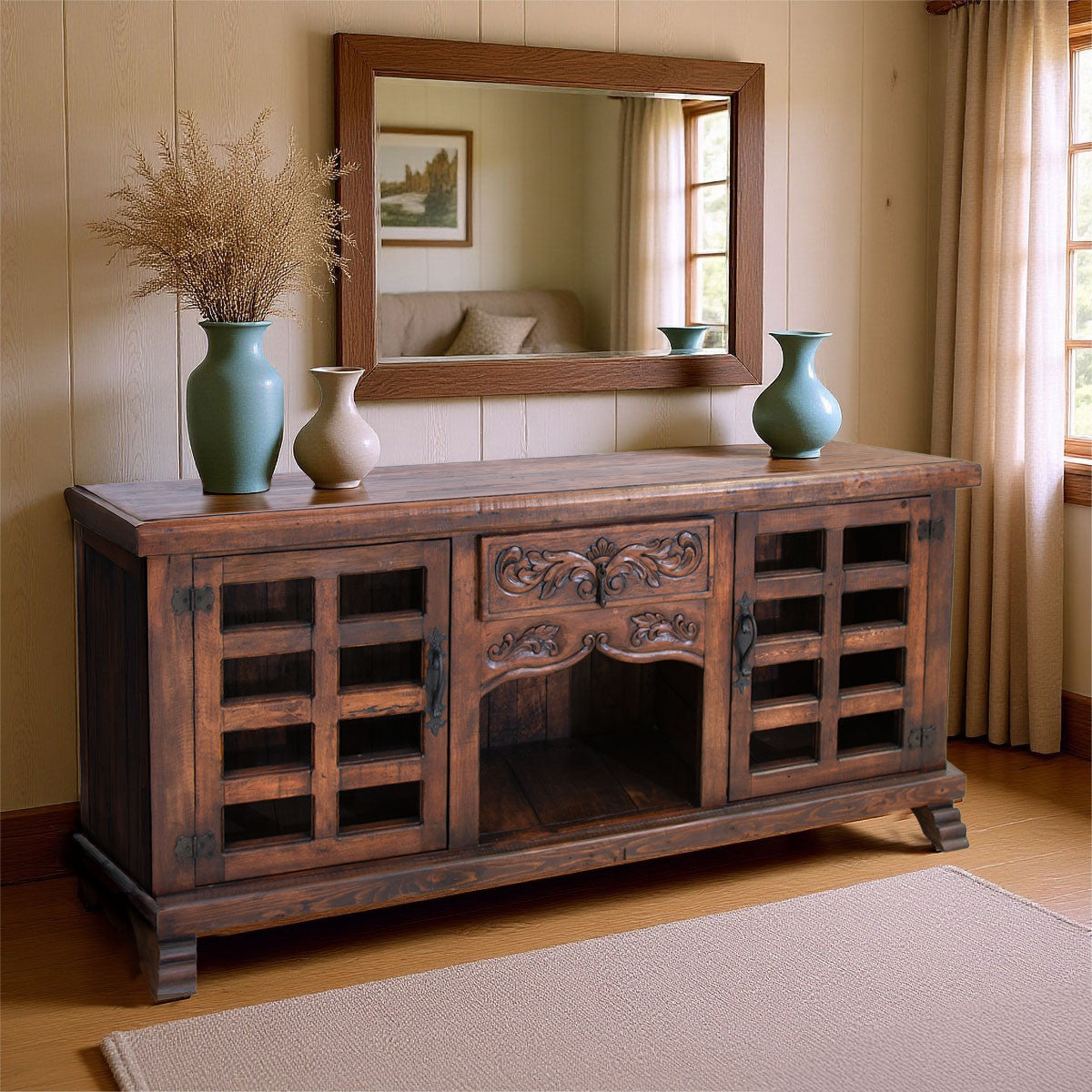 County Line Carved Sideboard - Rich Brown