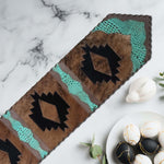 Harmony Cowhide & Teal Faux Gator Table Runner - 120 Inch
