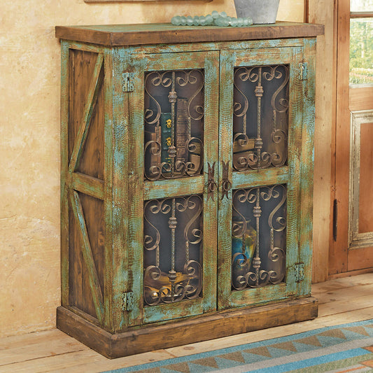 Santa Maria Turquoise Scroll Cabinet