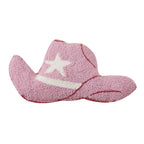 Western Cowgirl Hat Hooked Pillow