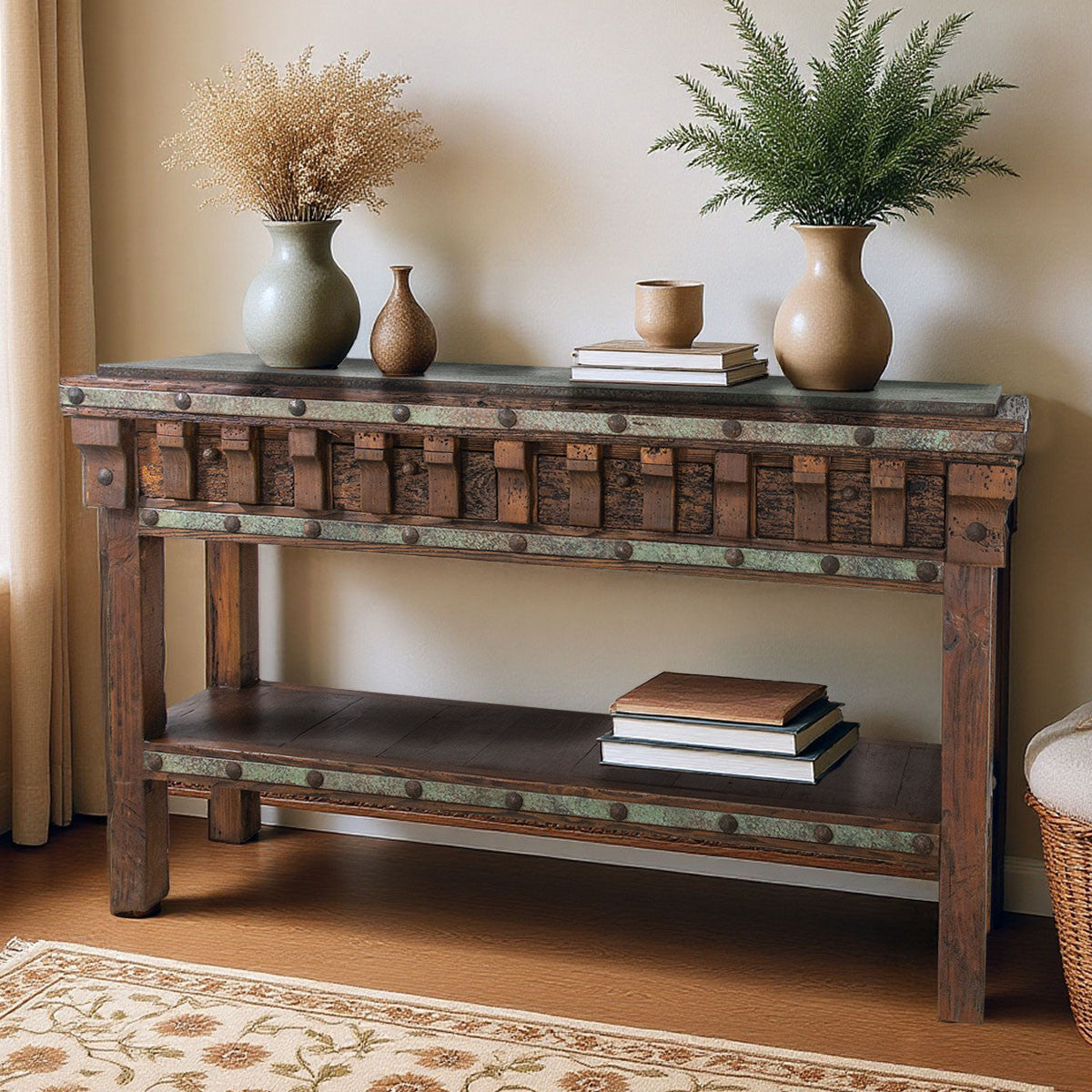 Excavator Copper Console Table