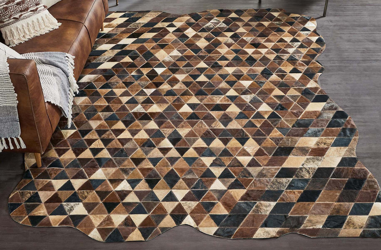 Cowhide Mosaic Rug - Brown - 5 x 9