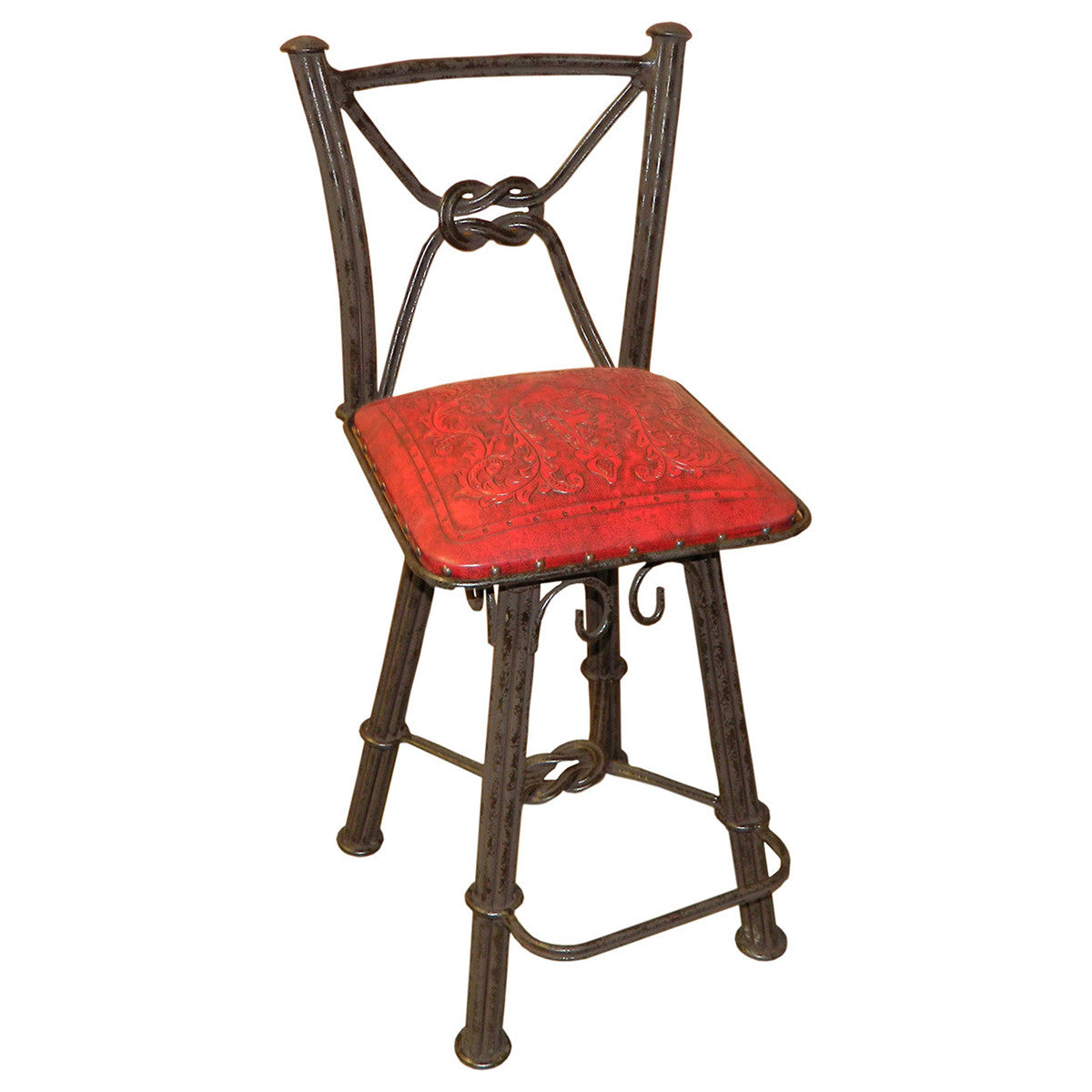 Coronado Iron Counter Stool with Swivel Back - Colonial Red