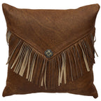 Gentle Fawn Pillow with Leather Back - 16 x 16
