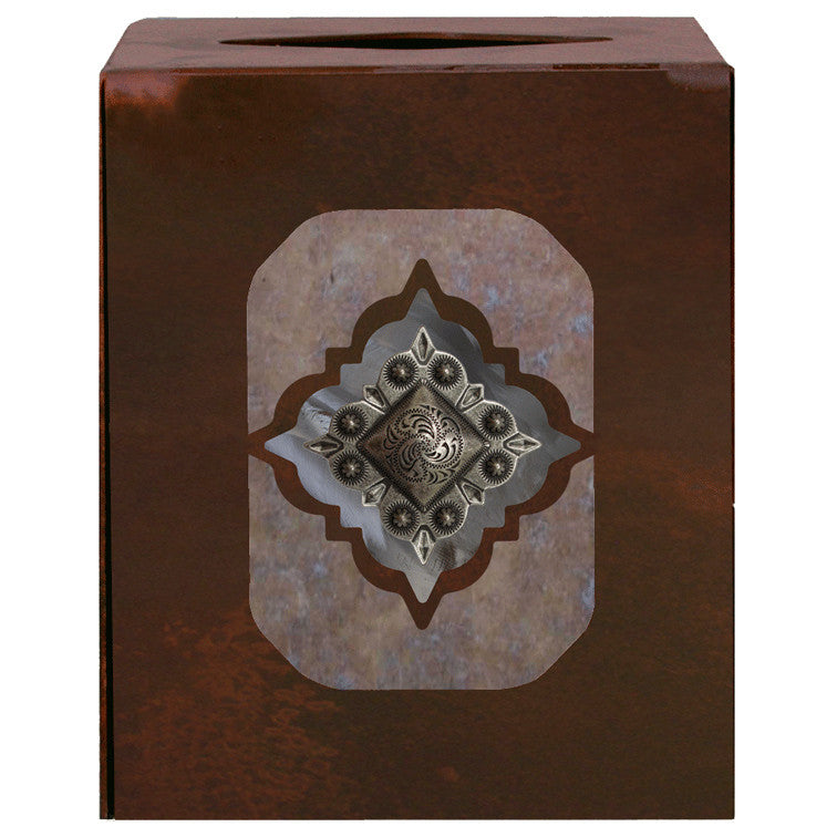 Diamond Silver Concho Square Tissue Box Cover