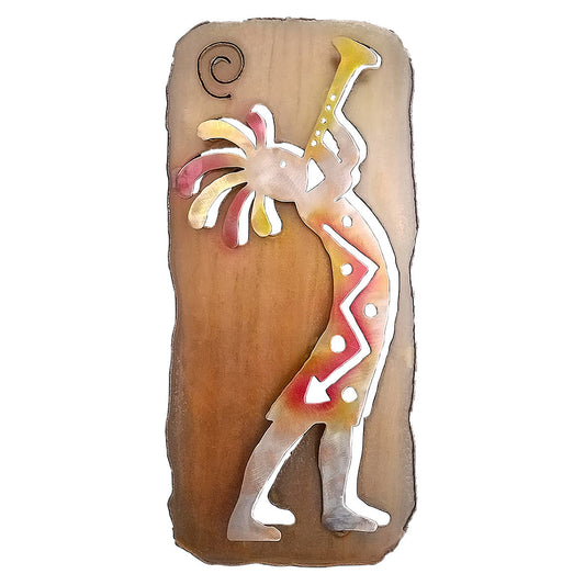 Kokopelli with Trumpet Rectangular Cutout Wall Art