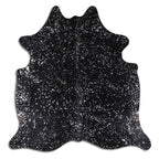 Silver Specked Black Cowhide Rug - Medium