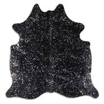 Silver Specked Black Cowhide Rug - Medium