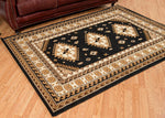 Tres Diamonds Black Rug - 5 x 8