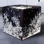 Salt & Pepper Cowhide Square Pouf